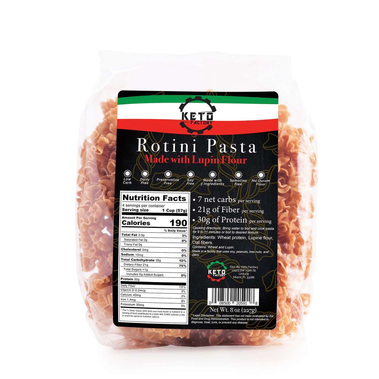 Keto Rotini Pasta 8 oz Made from Lupin Flour - ketofactory