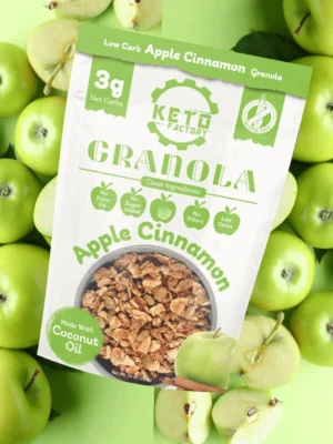 Keto Factory Apple Cinnamon Granola – Low Carb, No Sugar Added, Gluten-Free Granola made with Coconut Oil