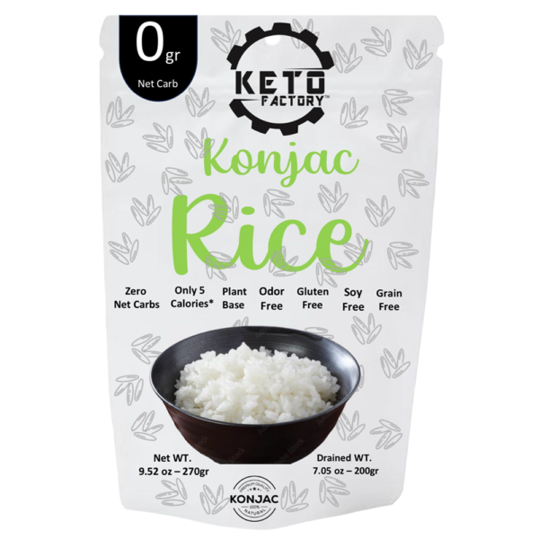 Keto Factory Konjac Rice - Zero Net Carbs, Plant-Based, Gluten-Free, and Low-Calorie