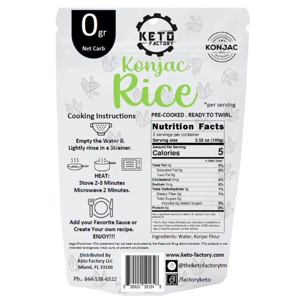 Pack of 6 Zero-Carb Konjac Rice - Keto-Friendly, Gluten-Free Pasta | Keto Factory - Image 2
