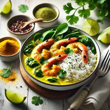 A-visually-appealing-presentation-of-Keto-Shrimp-and-Konjac-Rice-Curry