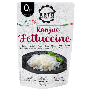 Keto Factory Konjac Fettuccine - Zero Net Carbs, Low-Calorie, Gluten-Free Pasta Alternative