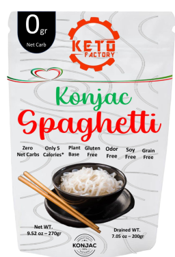 Keto Factory Konjac Spaghetti- Zero Net Carbs, Low-Calorie, Gluten-Free Pasta Alternative